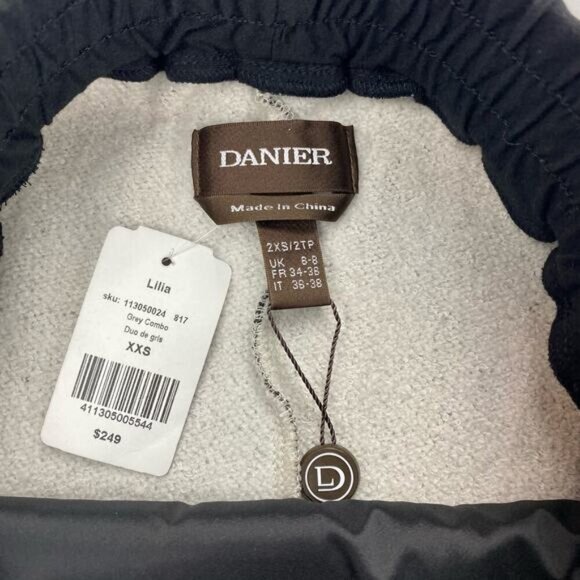 NWT DANIER Lilia Leather Pencil Skirt Sz 2XS Grey Combo - Picture 4 of 4